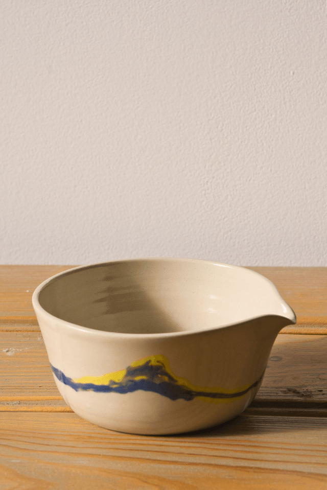 Bol à matcha bleu et jaune