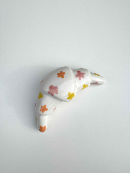 Croissant en céramique - fleurs