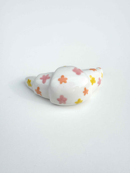 Croissant en céramique - fleurs