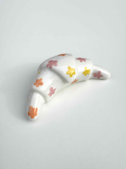 Croissant en céramique - fleurs