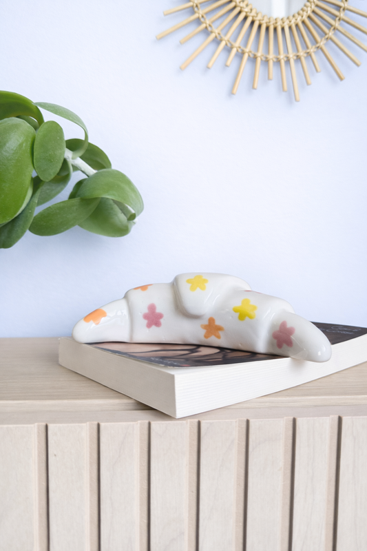 Croissant en céramique - fleurs