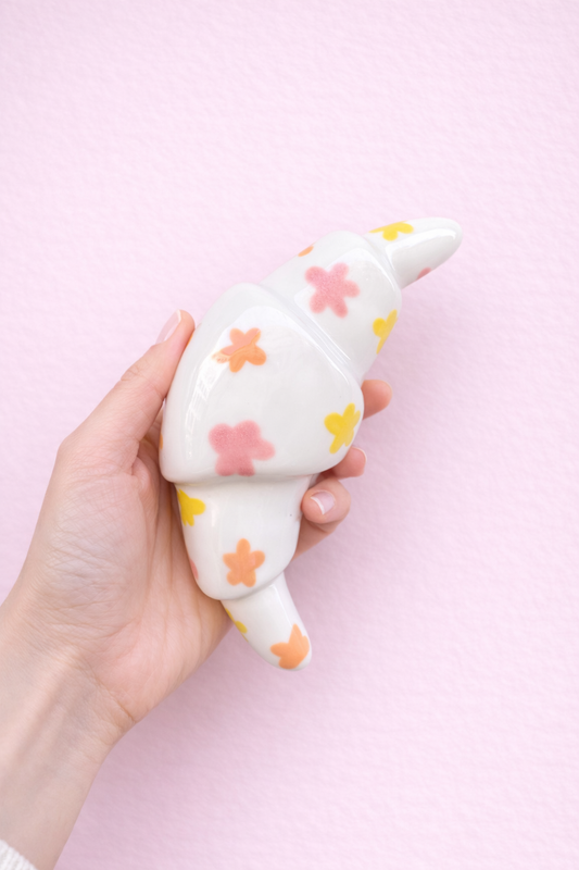 Croissant en céramique - fleurs